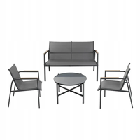Juego de sofá de 4 piezas para jardín al aire libre con silla individual, silla doble y mesa de té lateral para café, gran oferta en Polonia