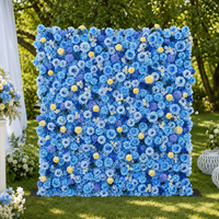 Stok Siap di AS Grosir Dinding Bunga Buatan Biru 4x8ft Dekorasi Pernikahan Latar Belakang untuk Perencana Acara dan Photo Booth