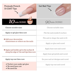 Uñas Postizas Reutilizables de Gel Suave, Punta Francesa, Cobertura Total, Stiletto Cuadrado, Extra Largas, 160 Piezas, Color Nude, Rosa, Marrón, Blanco - Product Image 5