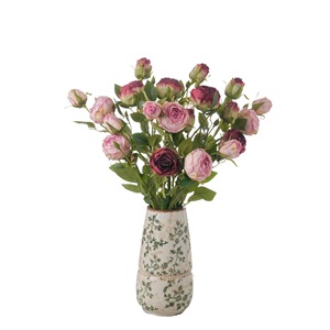 Branche de rose artificielle CallaFloral rose, rouge, bordeaux en polyester pour décoration intérieure, mariage, artisanat, style INS - Product Image 5