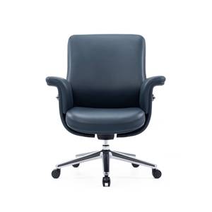 Silla de Oficina Giratoria de Cuero Ergonómica con Respaldo Medio y Base Multifuncional <span class=keywords><strong>DONATI</strong></span> Azul, Diseño Moderno, Espuma Moldeada de Alta Densidad - Product Image 1
