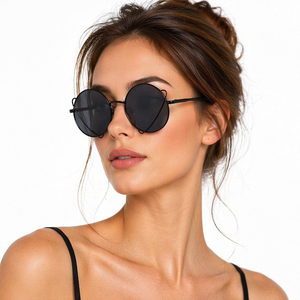 Gafas de Sol Redondas de Metal para <span class=keywords><strong>Mujer</strong></span>, Certificadas por la CE, Artículos Decorativos Modernos y a la Moda que Brindan Protección UV Esencial - Product Image 1