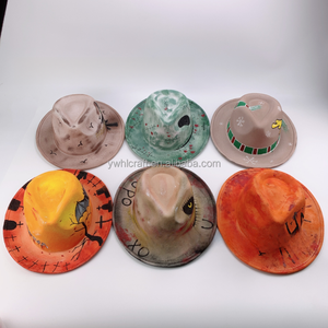 Sombrero de Vaquero de Gamuza con Diseño de Calabaza, Fantasma y <span class=keywords><strong>Araña</strong></span> Pintados a Mano para <span class=keywords><strong>Halloween</strong></span>, Decoración Festiva para Fiestas - Product Image 2