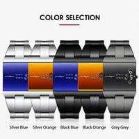 Montre-bracelet à quartz pour homme avec logo personnalisé, boîtier en alliage, verre laser carré, bracelet en acier inoxydable et affichage unique de l'heure