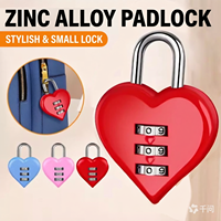 Cadenas à combinaison en forme de cœur à 3 chiffres, en alliage de zinc, sans clé, pour bagages, sacs à dos, portes d'armoires et valises