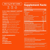 Gummies Halal 13-en-1 pour le soutien immunitaire, Vitamine C, D3, Zinc, Complexe Herbal, Saveur Ananas Acidulé, 28 Sachets Portables Quotidiens, Supplément OEM