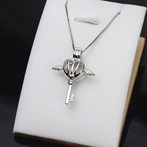 Accesorios de Moda Europeos y Americanos, Hechos a Mano, Plata S925, Perla, Jade, Cuentas, Soporte Vacío para Colgante de Ángel, Latón Crudo Sin Orificio - Product Image 3