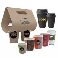 Gobelet en carton ondulé double paroi de 8,5 oz avec couvercle et poignée, personnalisable avec logo, pour boissons chaudes et froides à emporter