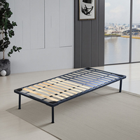 Cadre de lit king-size en métal capitonné avec sommier à lattes courbées standard, base de lit plateforme universelle pour les détaillants de meubles