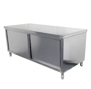 Guangdong factory Kitchen equipment 304 workbench commercial stainless steel cabinet table tray cabinet storage cabinet