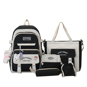 High-End Nylon Wear-Resistant Zipper Schoolbag Primary <b>School</b> Girls Large-Capacity Spine Protector <b>Backpack</b> New Style Five-Piece - Product Image 2