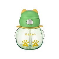 Gourde d'été pour enfants en paille avec sangle, en PC, portable, motif dessin animé, à boire directement, avec bouchon pop-up à un clic pour l'extérieur