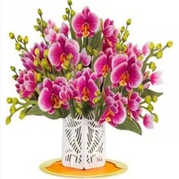 Tarjeta de Felicitación 3D con Ramo de Flores, Diseño de Florero con Flores de Cerezo, Impresión Digital en Papel, Barnizado Mate, Estilo Europeo