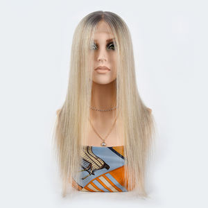 Pelucas de encaje rubias ceniza con reflejos, densidad 130% 150% 180%, 100% cabello humano con cutícula alineada, pre-arrancadas, con frente de encaje - Product Image 1