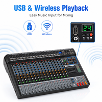 Console de mixage audio professionnelle V16-USB 16 canaux avec 24 effets DSP, égaliseur 7 bandes, USB et Bluetooth pour studio, scène et diffusion en direct