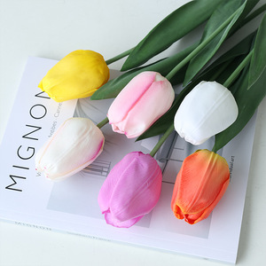 Flor Artificial de Tulipán de Seda, Tallo Único, Tacto Natural, Decoración para el Hogar, Accesorio de Fotografía - Product Image 1
