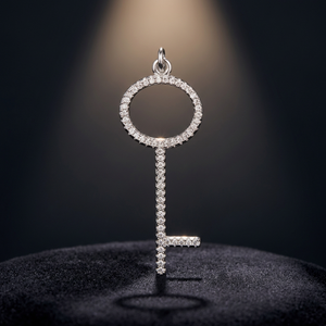 Cubic Zirconia Rhodium-Plated Brass Classic Luxury High Quality Customized Packing Pendant Necklaces for Men Women Studded <b>Key</b> - Product Image 3