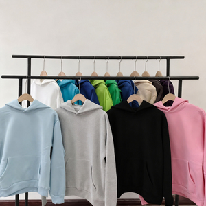 Heavyweight 100% Cotton Kangaroo Pocket Hoodie Puff Printing 450gsm Casual Men's Blank Oversized Fleece Pullover <b>Sweatshirt</b> - Product Image 3
