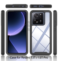 Casing ponsel akrilik keras, pelindung belakang HP TPU lembut anti-benturan, penutup penuh bening untuk Xiaomi Redmi 13T 13T Pro