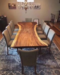 Arredamento per <span class=keywords><strong>Ristorante</strong></span>, Tavolo da Pranzo con Piano in Legno Massello Naturale, Grande Lastra di Quercia o Noce - Product Image 3