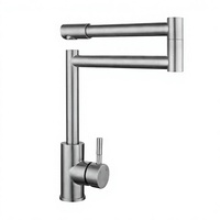 Robinet de cuisine contemporain en acier inoxydable SUS 304 à poignée unique et à trou unique, à montage sur plan, avec douchette latérale à débit contrôlé