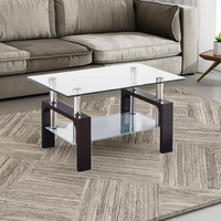 Nouvelle conception 2026 Quantité minimale de commande 30 pièces Style américain 2026 Prêt à expédier Table basse moderne de luxe léger à finition brillante avec plateau en verre