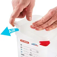 Contenedor de Almacenamiento de Alimentos Araven GastroNORM GN 1/2 con Apertura Simple, 6.5 L, 32.5x26.5x10h cm, Hermético con Doble Sellado