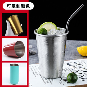 แก้วกาแฟสแตนเลสแบบชั้นเดียว ขอบม้วน สำหรับเครื่องดื่มเย็น สีตามสั่ง ใช้กลางแจ้งได้ - Product Image 1