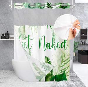 Pour <span class=keywords><strong>Amazon</strong></span> Best-seller Double Couche Grand Anneau Impression Numérique Polyester Rideau De Douche Étanche Plante Fleur Conception pour - Product Image 2