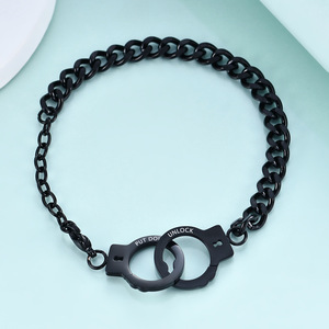 Stainless Steel <b>Couple</b> Handcuff <b>Bracelet</b> 18 16+4 Geometric Lock Design Unisex Gift Jewelry - Product Image 4