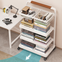 Étagère de salon moderne coin bureau mobile salon métal double face support libre rotation étagère 360 avec roues