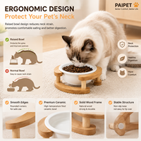 Bol pour animaux de compagnie en céramique surélevé PAIPET, support en bois pour bol pour animaux de compagnie avec 2 bols, bol pour nourriture pour chat et chien protégeant le cou, vente en gros personnalisée