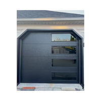 Porte de garage sectionnelle en mousse PU en acier galvanisé à roulement automatique au design moderne avec fenêtres latérales Surface finie pour villas