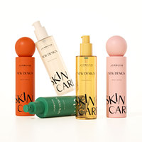 Flacon cosmétique en plastique PET rose de 120 ml, prêt à l'emploi, avec bouchon sphérique et pompe à émulsion