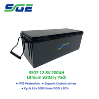 SSGE Energi Hijau Baterai LiFePO4 12.8V200AH Kit Konversi Lithium Timbal untuk Kendaraan 2/3 Roda 3000 Siklus Daya Tahan Lama Tahan Air Aman