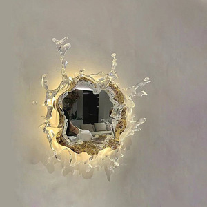 Modern Creative Water Splash <b>Vanity</b> <b>Mirror</b> Ambiance <b>Lighting</b> Decorative Wall Lamp for Hotel/Villa Entryway Living Room - Product Image 2