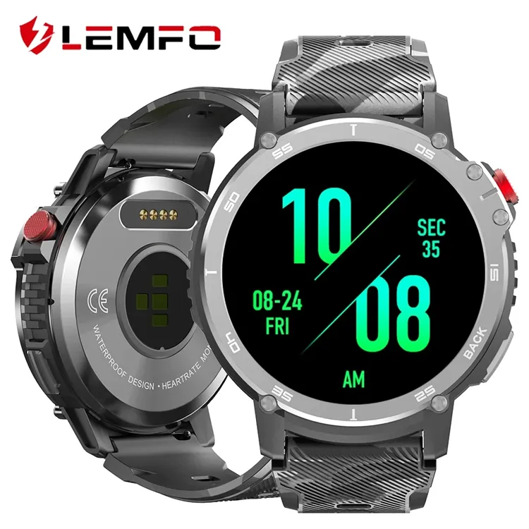LEMFO C22 Smart Watch Herren 4GB ROM IP68 Wasserdichte Smartwatch BT5.0 400Mah 1,6 Zoll HD-Bildschirm 35 Tage Standby