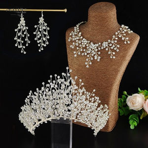 Jachon Wedding Bridal <span class=keywords><strong>Prom</strong></span> Crystal Rhinestone Ketting Oorbellen Tiara Kroon Sieraden Sets Voor Bruid Bruidsmeisje - Product Image 5
