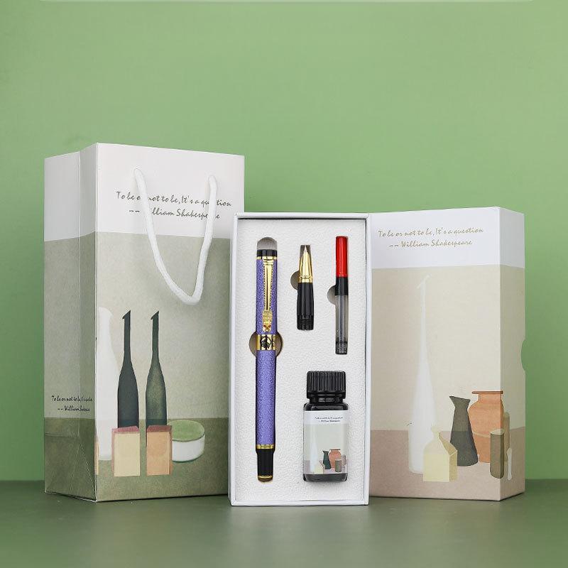 Stylo plume violet + accessoires plume dissimulée