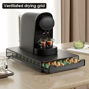 Porte-<span class=keywords><strong>capsule</strong></span> de café <span class=keywords><strong>Nespresso</strong></span> en métal noir pour 60 dosettes <span class=keywords><strong>Tiroir</strong></span> de rangement Organisateur de café - Product Image 3