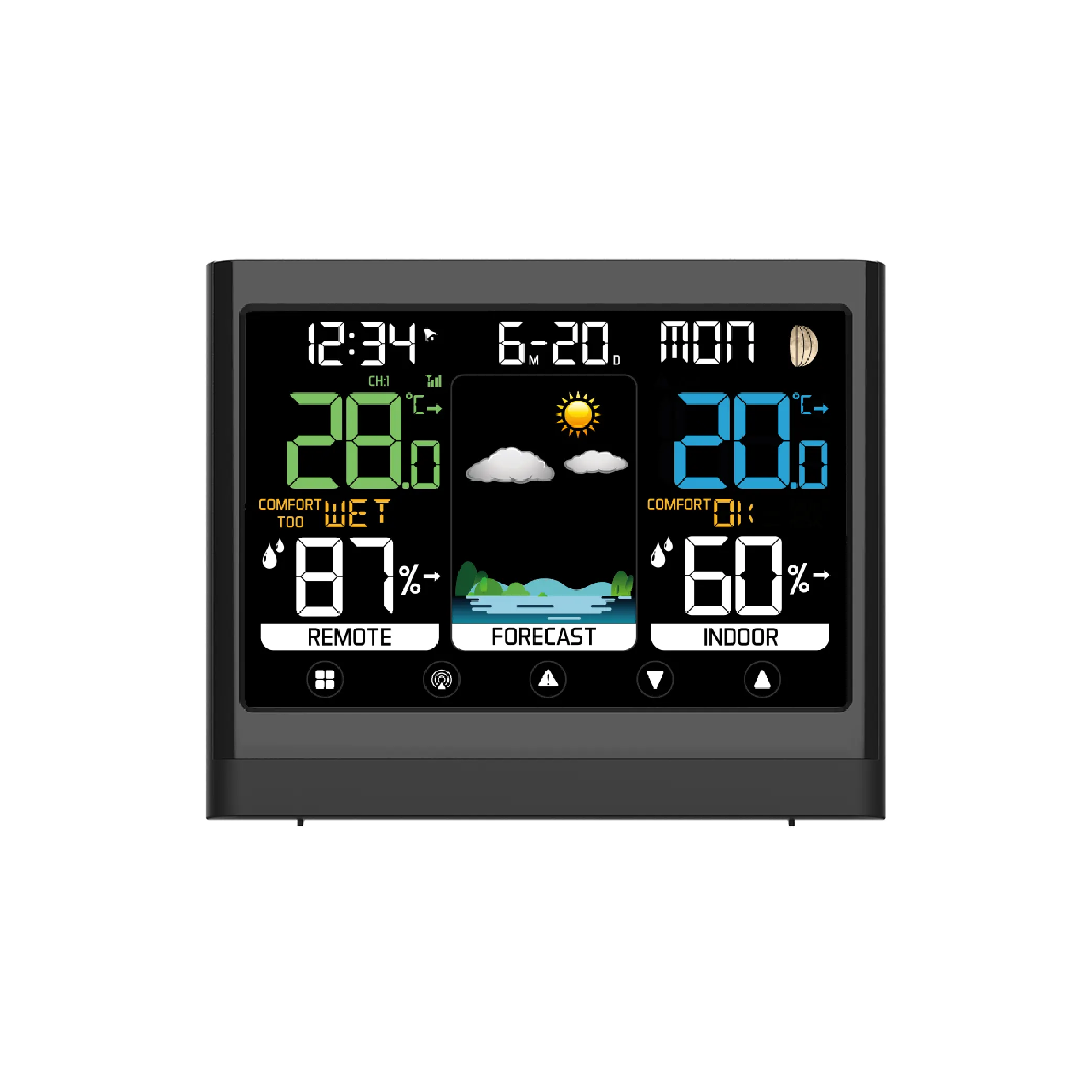 2023 Hot Sale Reliability Indicator PC Cover with Transparent Measures Digital Wireless Station Meteo Weather Station Black Body