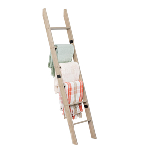 Porte-plaid en <span class=keywords><strong>bois</strong></span> avec construction antidérapante, étagère de rangement pour serviettes et couvertures, étagère à serviettes, échelle à écharpes - Product Image 1