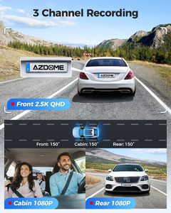 Azdome M590 3.18 "IPS Màn Hình 2K Dash Cam 3 Máy Ảnh Với Toàn Cầu Khe Cắm Hệ Thống Wifi Bảng Điều Khiển Máy Ảnh, Thích Hợp Cho Xe 1440P Phía Trước Một - Product Image 3