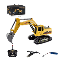 Nouveauté 2024 : Excavatrice télécommandée 1/24 pour enfants, jouet camion RC 6 canaux avec lumières et musique