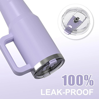 Gobelet isotherme en acier inoxydable avec poignée et couvercle à paille, faible MOQ, logo personnalisé, pour usage quotidien en extérieur