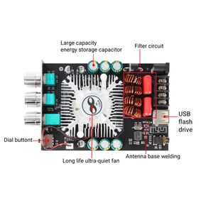 1602T para módulo <span class=keywords><strong>Bluetooth</strong></span> AUX/<span class=keywords><strong>Bluetooth</strong></span>/interruptor USB para el hogar 2,0 canales (izquierda y derecha) 30-200W 4-8Ω receptores amplificadores - Product Image 4