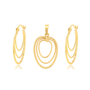 65813 <span class=keywords><strong>xuping</strong></span> Juego de Joyería de Oro de 1 Gramo, Estilo Indio, Aros y Colgante, Oro de Dubái de 24k para Mujer - Product Image 1