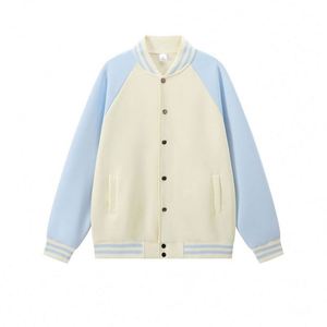 Blouson universitaire de baseball américain vintage à manches régulières, personnalisable avec broderie camouflage, 380G, modèle printemps - Product Image 3