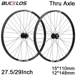 BUCKLOS 27.5in 29in Thru Axle Wheelset Aluminium VTT Vélo Frein À Disque Roues HG 8-11S <span class=keywords><strong>Avant</strong></span> Arrière Vélo Roues - Product Image 1