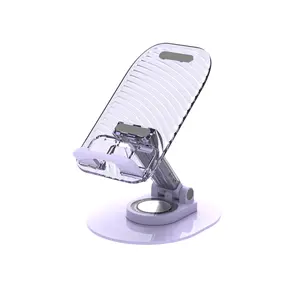 LeYi ayarlanabilir 360 derece rotasyon masaüstü braketi temizle şeffaf Metal + ABS taşınabilir katlanır cep telefon standı tutucu